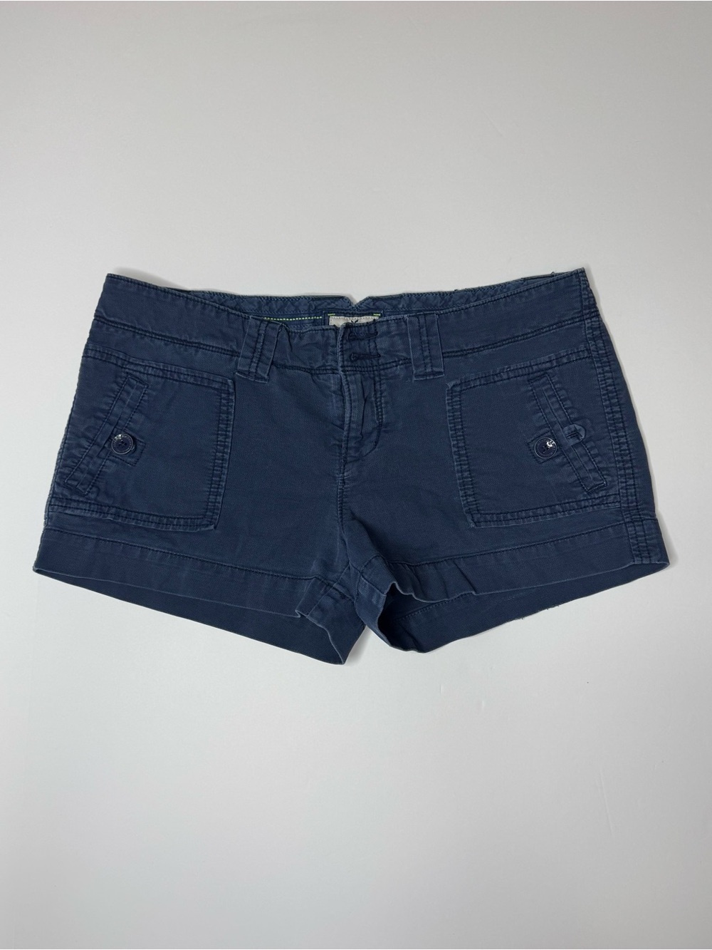 Y2K American Eagle Blue Utility Shorts Size 4 Missing Front Closure Buttons